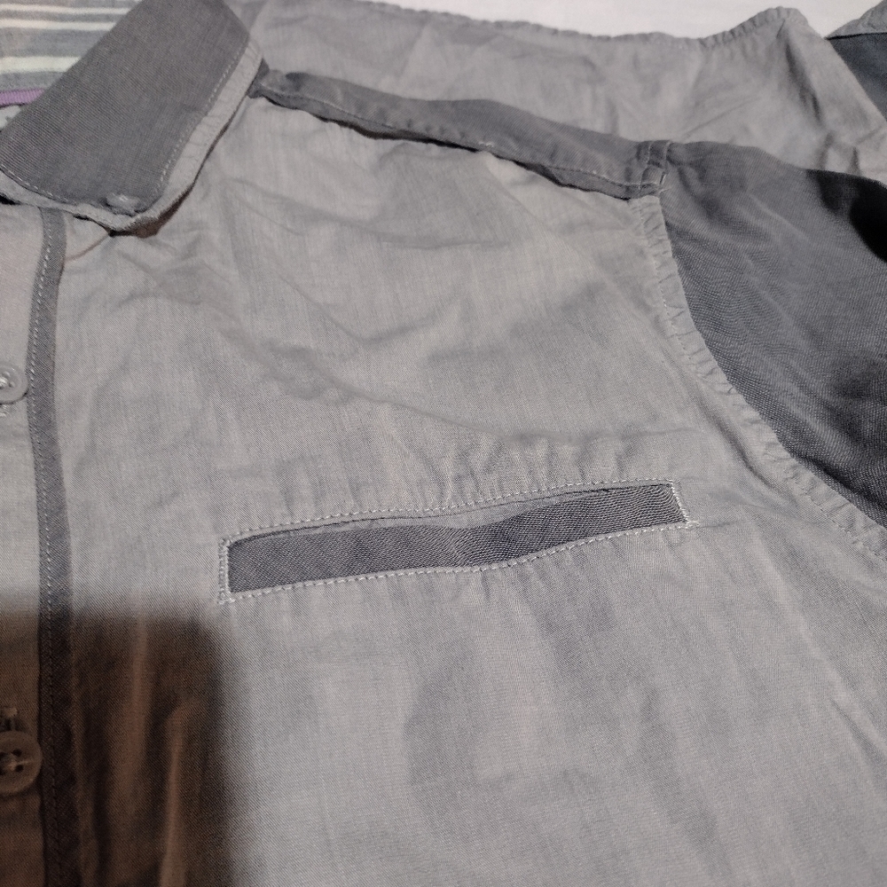 International Concepts Two Tone Gray Casual Button Down Shirt - Picture 8 of 14